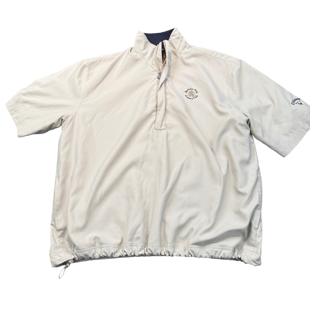 Callaway Golf Windshirt Mens L Beige Short Sleeve 1/4 Zip Brushed Microfiber